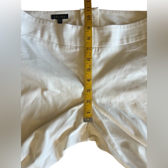 ESCADA Flat Front Off-White Pants Stretch Trousers EU 42 US 12 Classic Career - Picture 8 of 11